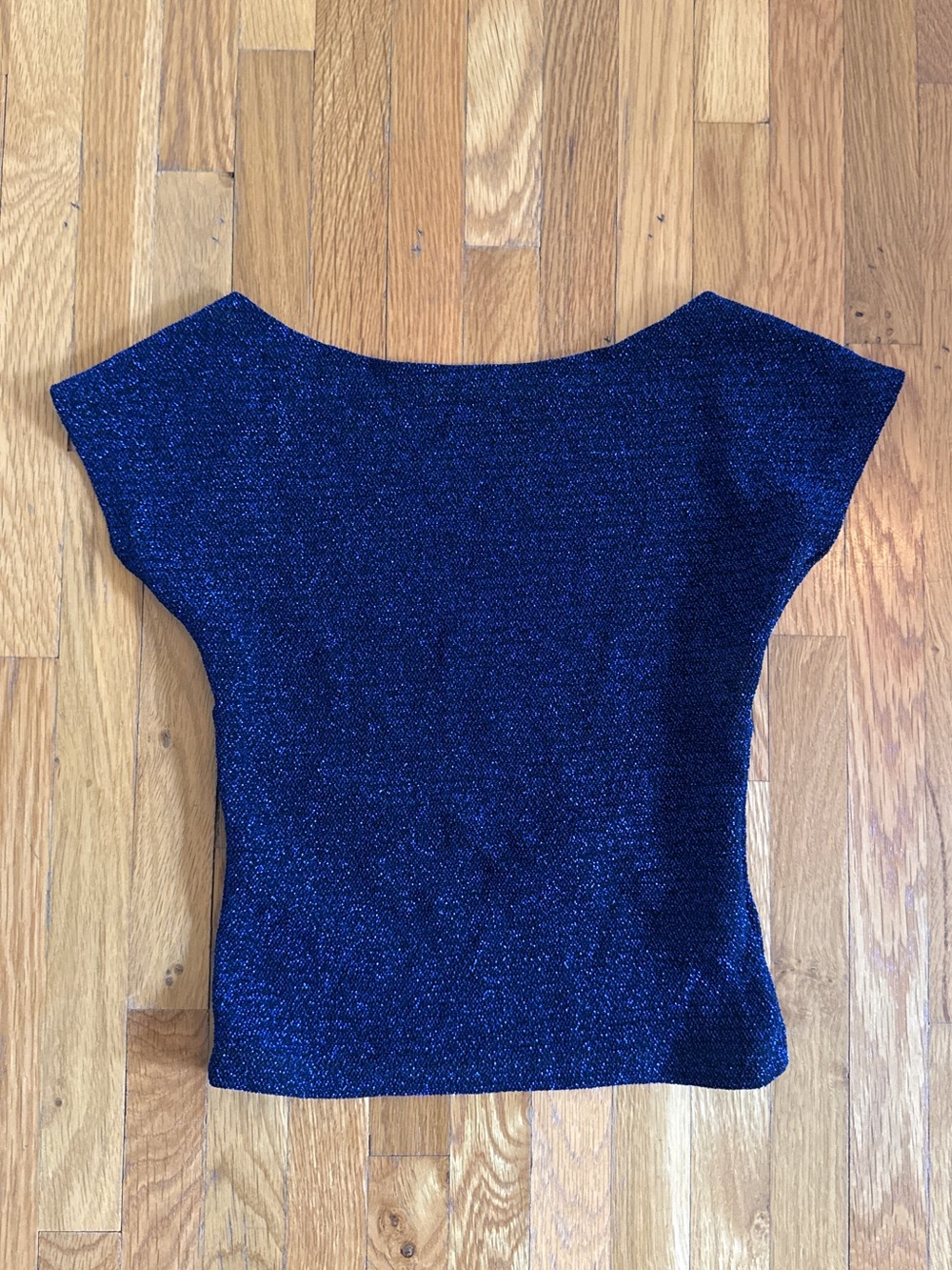 Subdued Sparkle Navy Blue Short Sleeve Knit Top